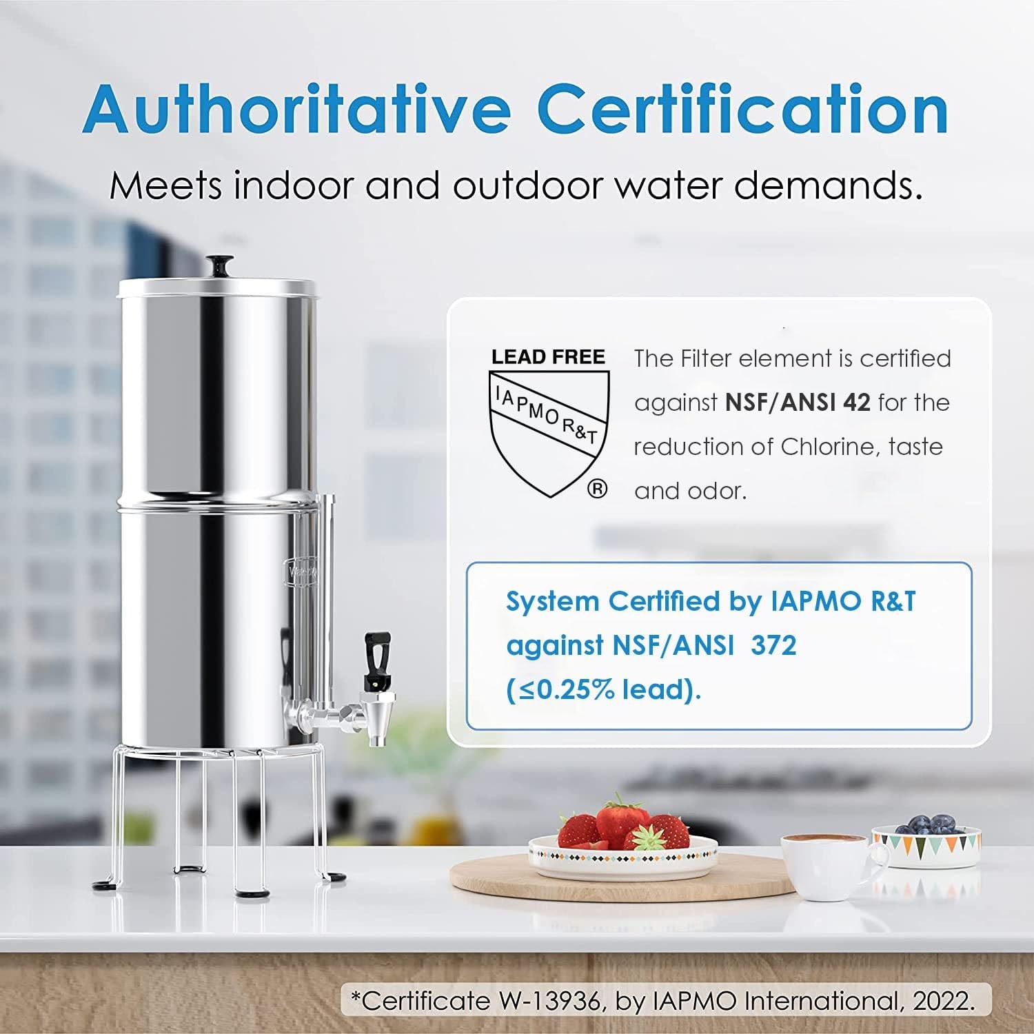 Waterdrop WD-TK-FS Gravity-fed Water Filter System, 2.25-gallon Stainless-steel