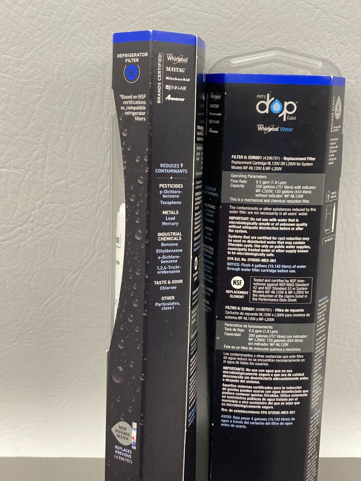 Every Drop Whirlpool 6 EDR6D1 Refrigerator Ice and Water System Filter x 2
