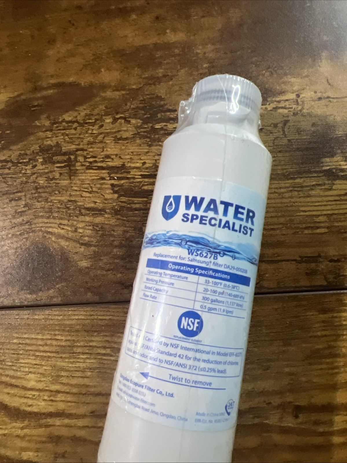 Water Specialist WS627B Water Filter, Replacement For Samsung DA29-00020B
