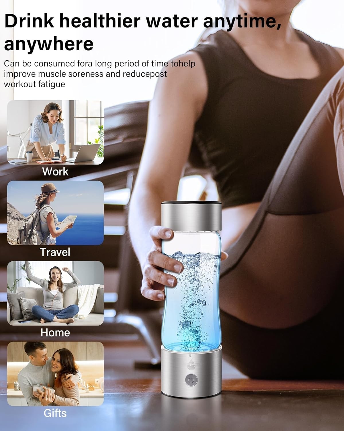 2026 Upgraded Hydrogen Water Bottle, 2400 Hydrogen Water Bottle Generator, Hy…