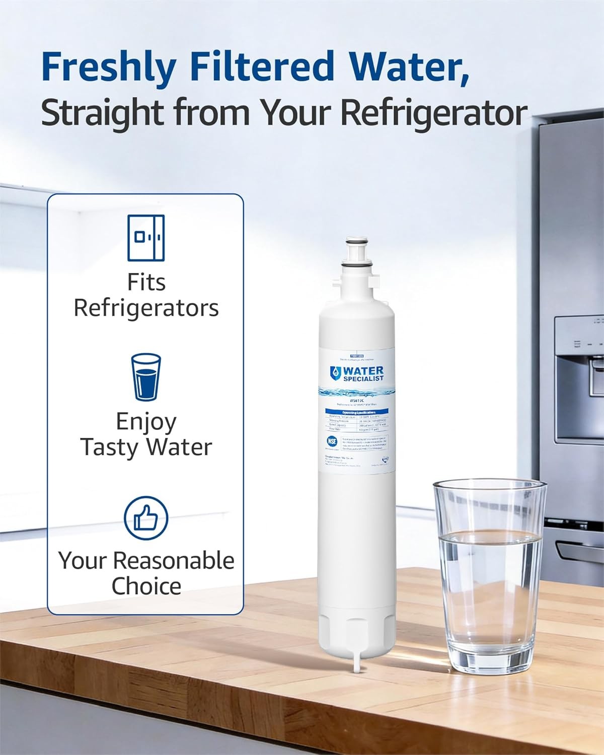 Waterspecialist WS619C Replacement for RPWFE® Refrigerator Water Filters, 1 Pack