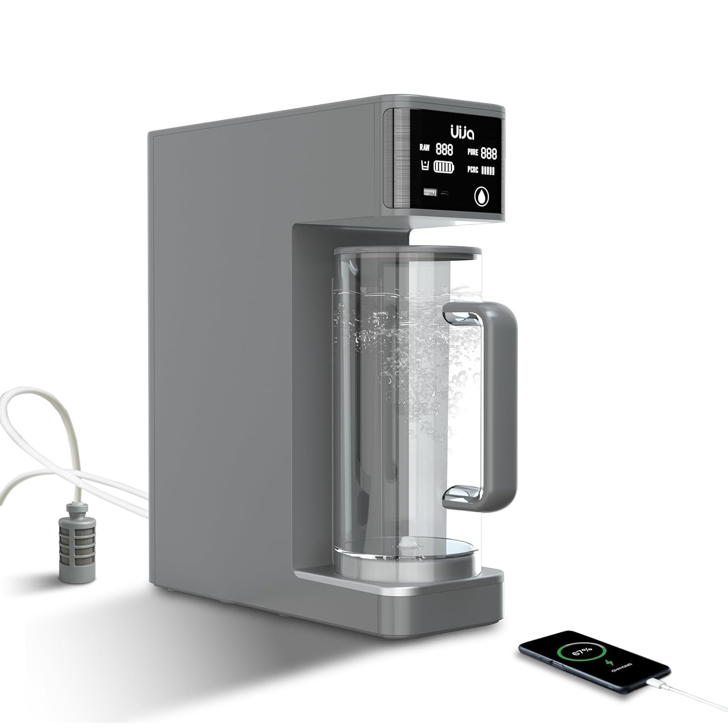 Uija Portable 5-Stage Ro Countertop Water Filter, Battery Powered, 18.5 Gal Cap