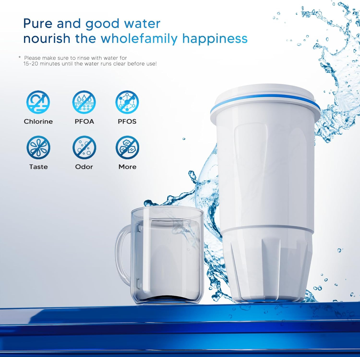 Water Filter Replacement 4 Pack for Zero Pitcher Dispenser ZR-001 ZR-017 ZR-004