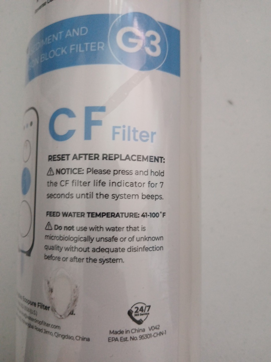 Waterdrop WD-G3-CF Filter Replacement Cartridge G3 CF Pre-Sediment Carbon Block