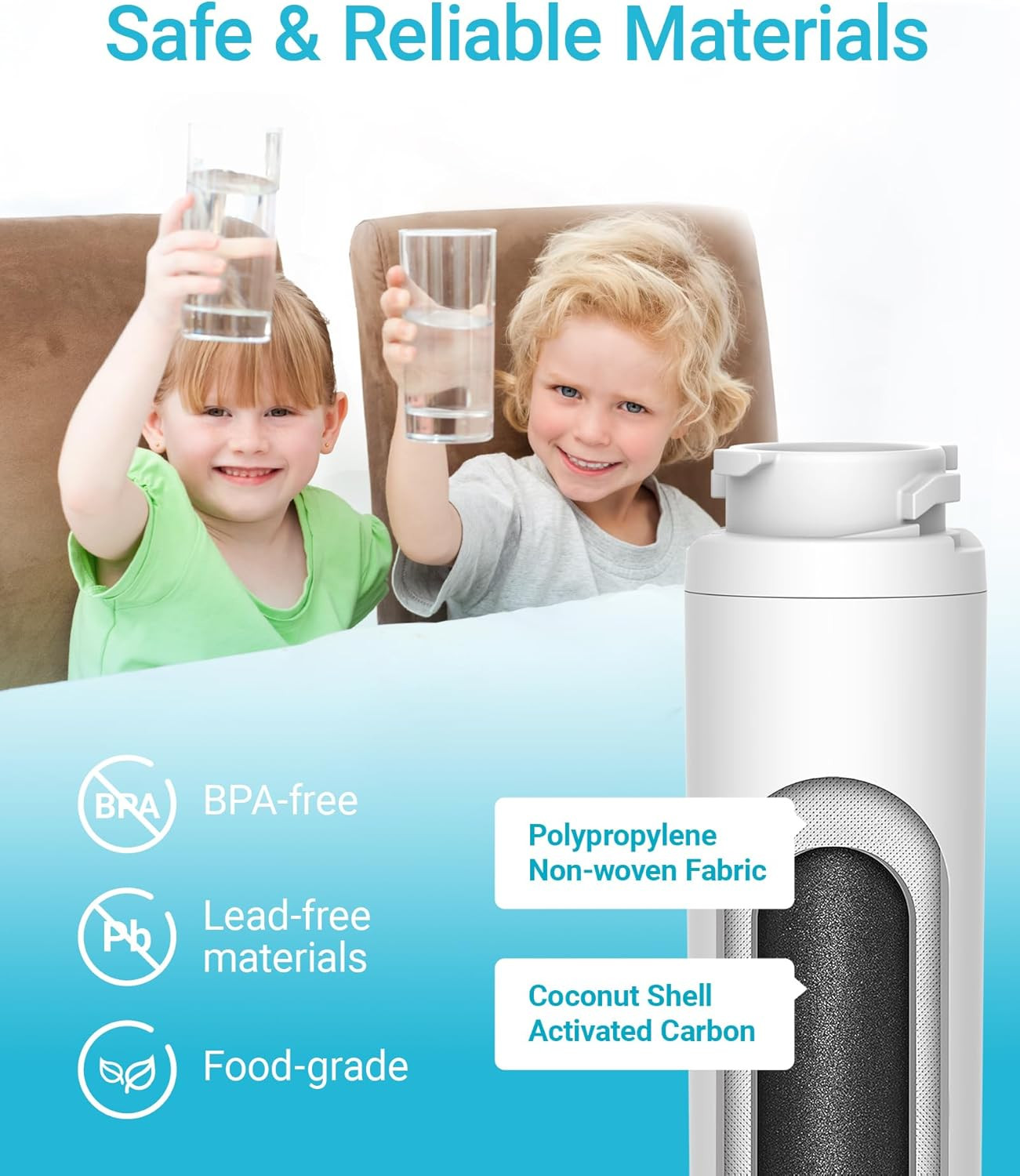 MSWF Refrigerator Water Filter, Replacement for GE® MSWF, 101820A, 101821B, RWF1