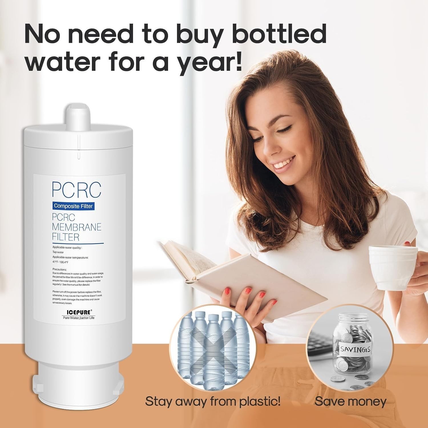 4-in-1 Composite Filter Cartridge for Countertop Reverse Osmosis Water System, 1