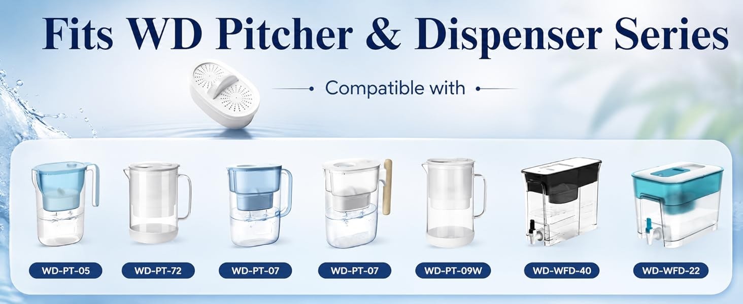For Waterdrop WD-PF-01A Plus Replacement Filter for All Waterdrop Pitcher,3 pack