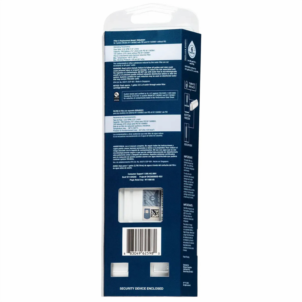 2 KADRARXD Refrigerator Filter A EDRARXD²1 Replacement Cartridge EDRARXD1B