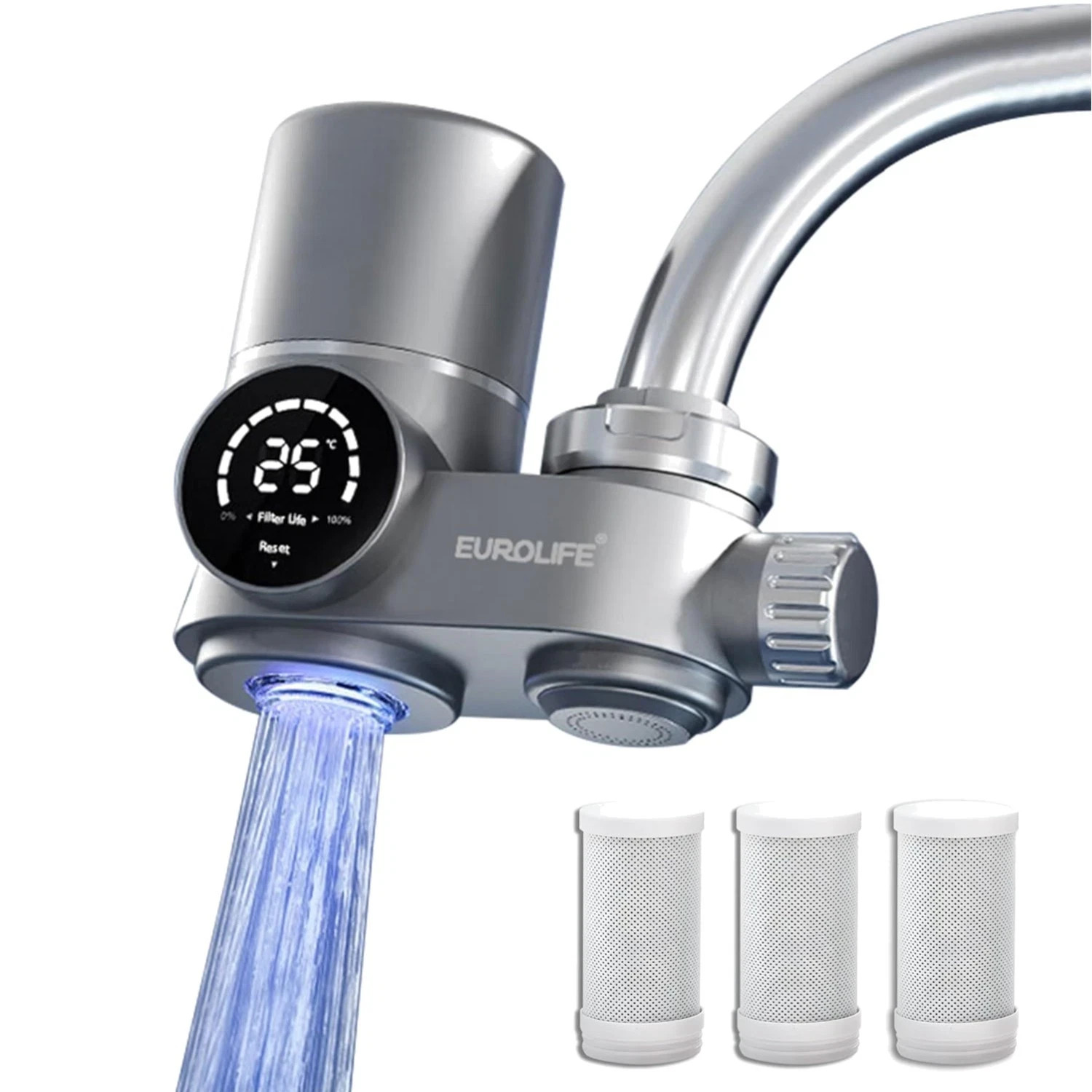 Combo , LED Sink Water Filter with UV Light and Real Time Filter Life Indicat…