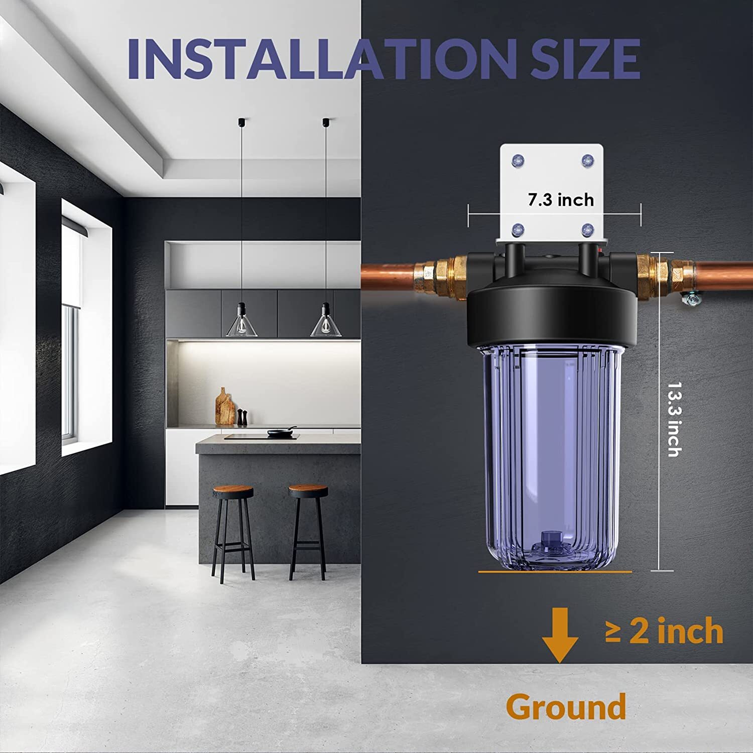2-Stage 10 Inch Clear Whole House Water Filter Housing 10″ x 4.5″ Filtration Set