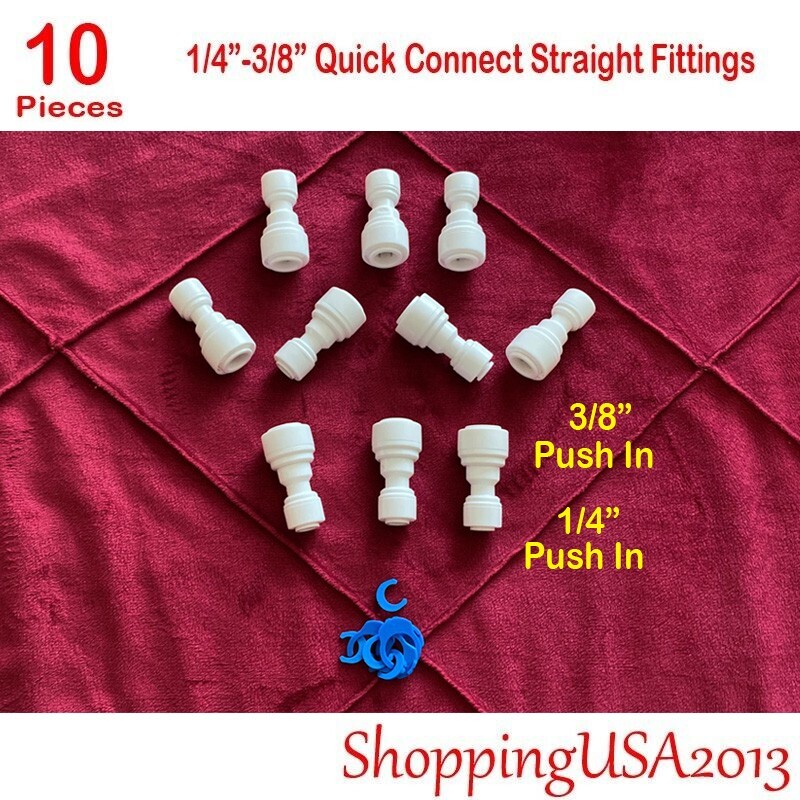 10Pcs 1/4-3/8 Quick Connect Straight Fitting Connector Push In Water Filter