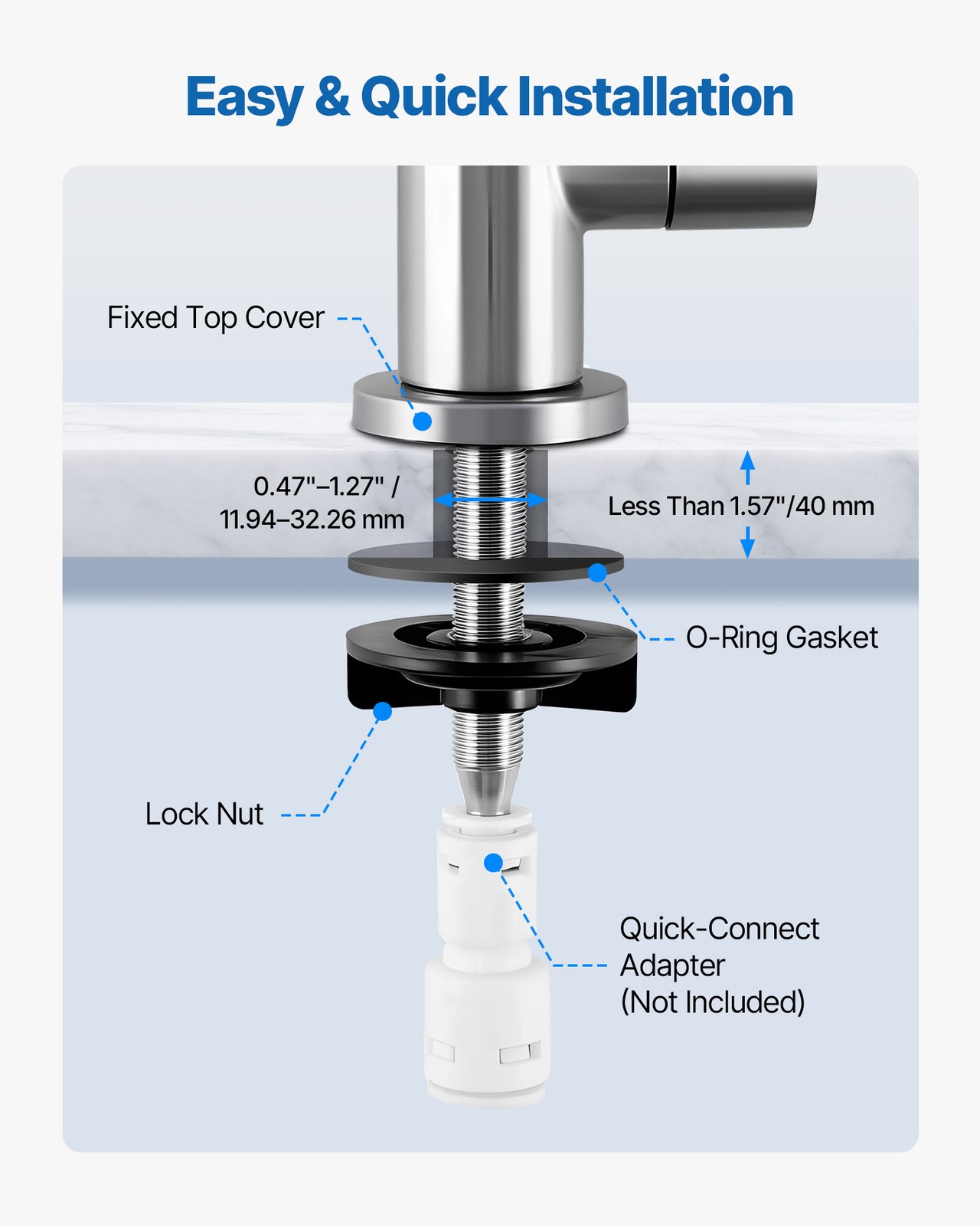 VEVOR Reverse Osmosis Gold/Silver/Black Lead-Free Drinking Water Filter Faucet