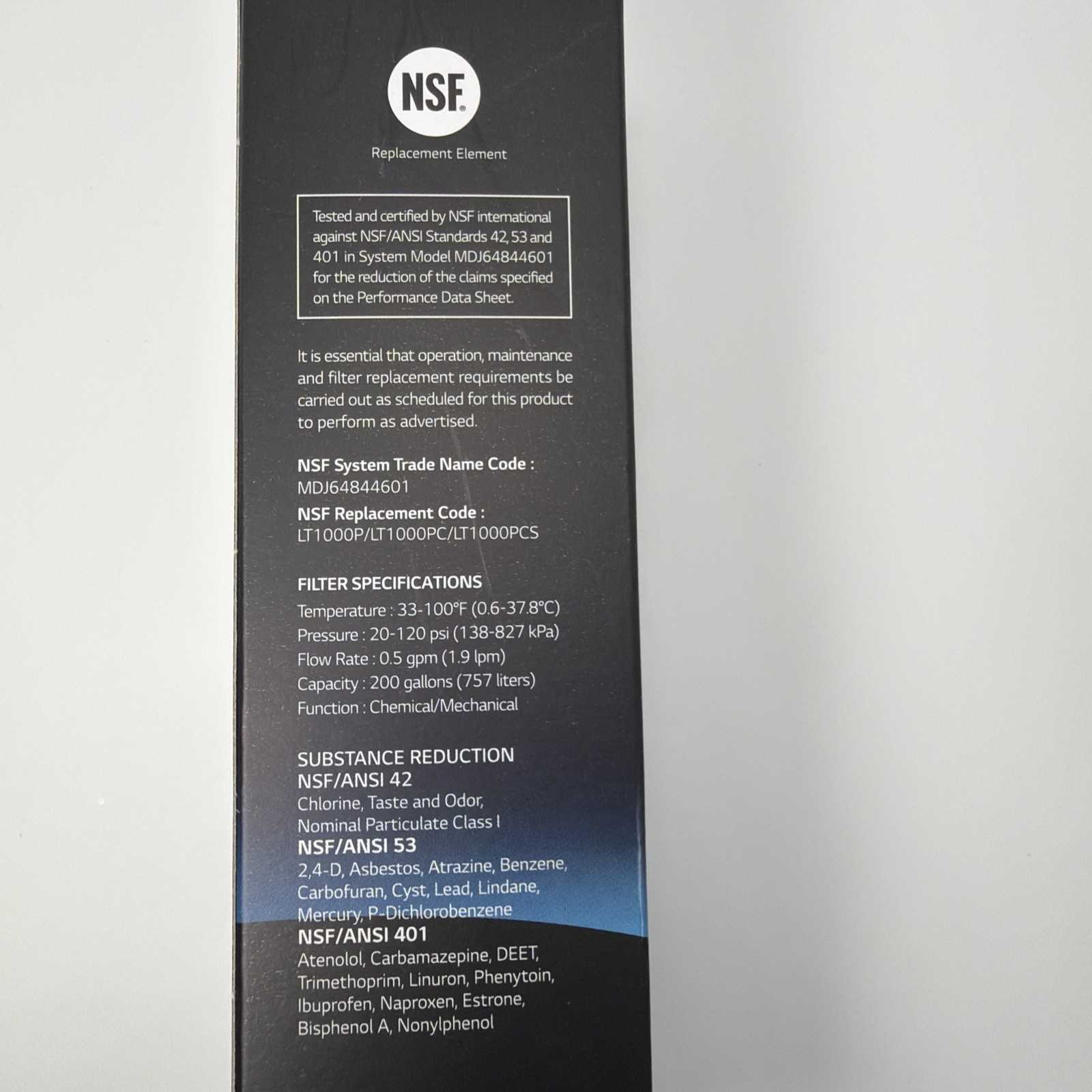 LG LT1000P Water Filter Replacement Cartridge LT1000PC/PCS ADQ747935 SFN