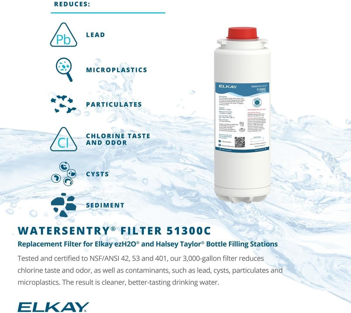 Sealed 3x Elkay 51300C WaterSentry Plus Replacement Filter (Bottle Fillers) New