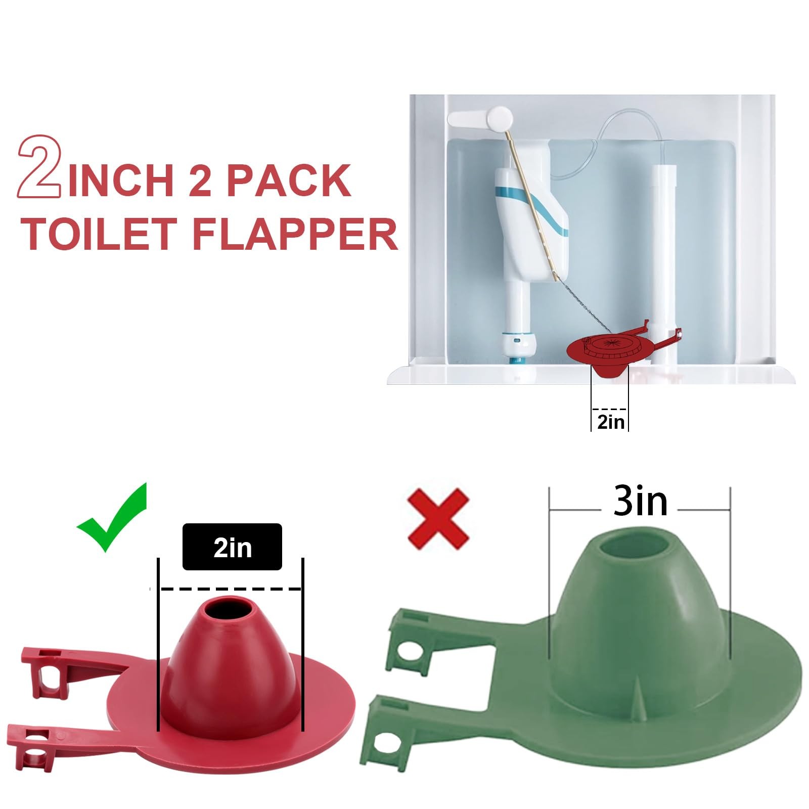 2Inch Toilet Flapper Replacement Kit, Universal Flush Valve Flapper Fits Koh…