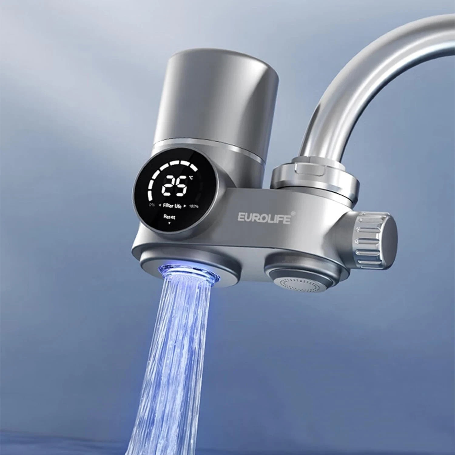 Combo , LED Sink Water Filter with UV Light and Real Time Filter Life Indicat…