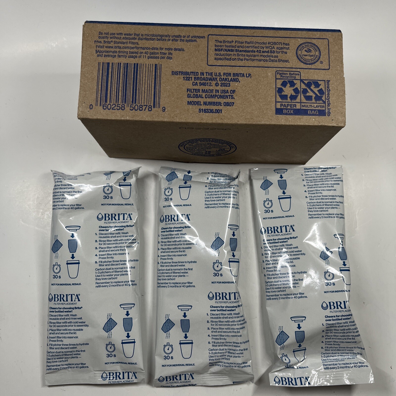 BRITA Refillable Water Filtration System Filter Refills 3 Count – NEW SEALED!