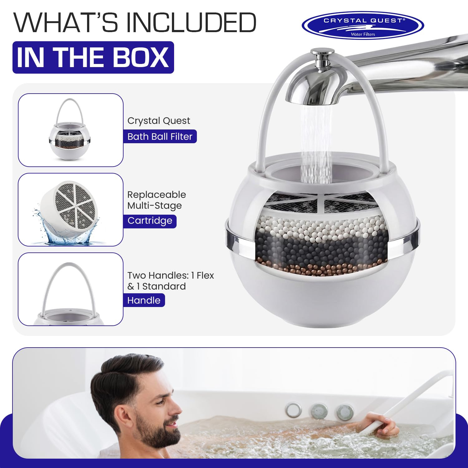 Bath Ball Filter for Tub Faucet, Bathtub Water Filter, Bpa-Free Bathtub Filter,