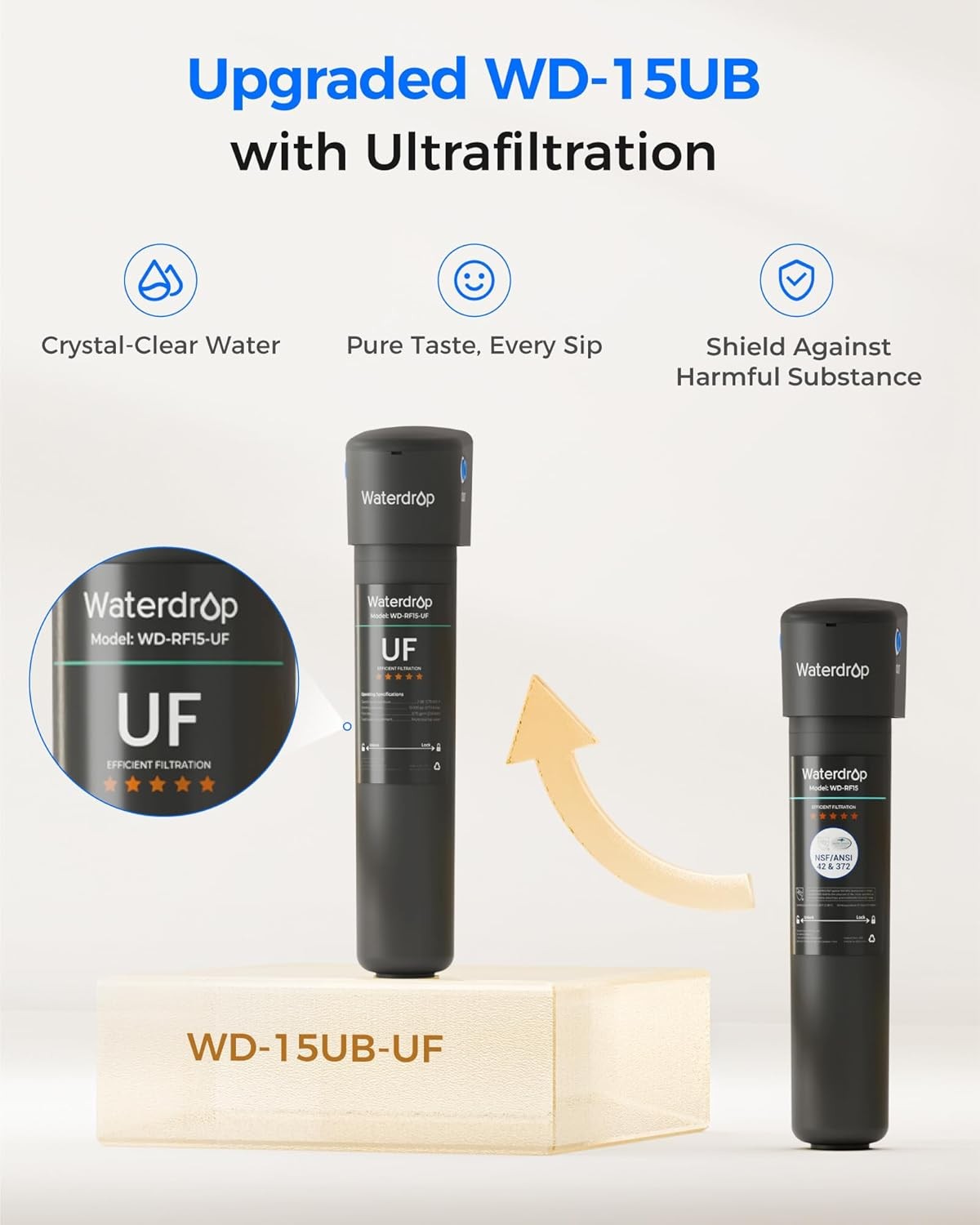 Waterdrop 15UB-UF Under Sink Water Filter System, 0.01 Micron Ultra Filtration