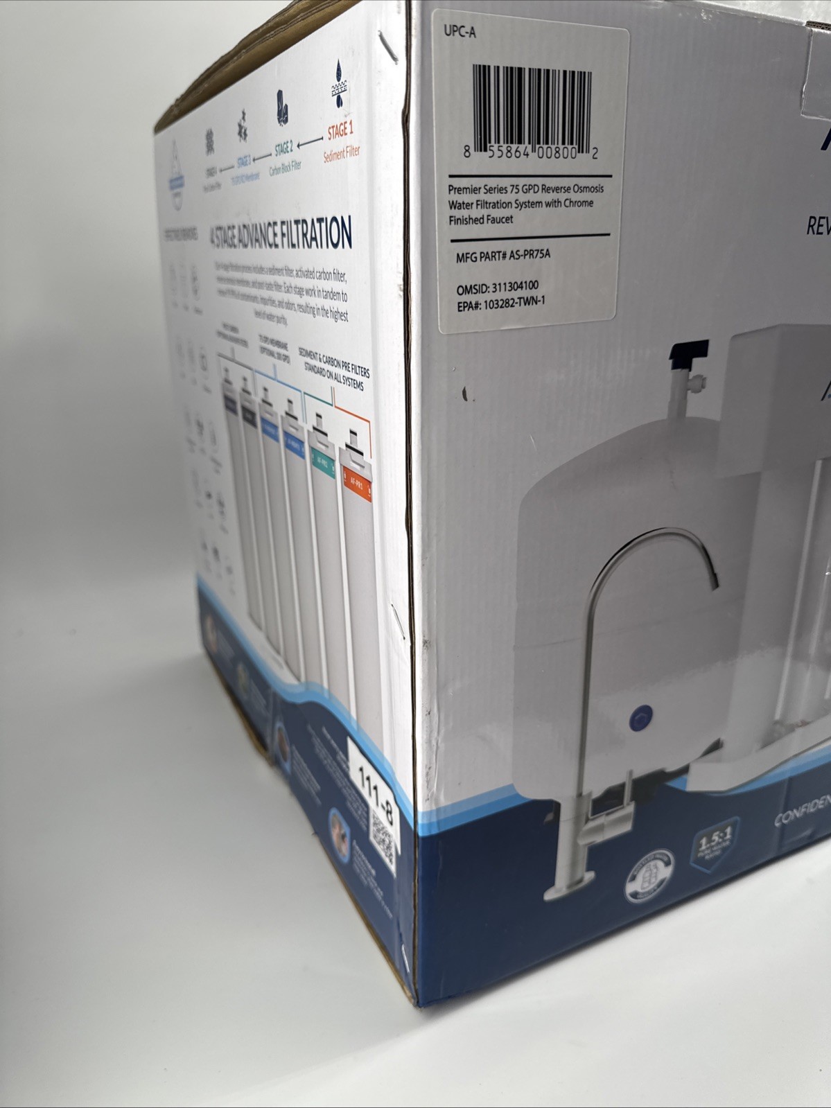 AQUASURE Premier 75 GPD Reverse Osmosis Filtration System w/ Chrome Faucet