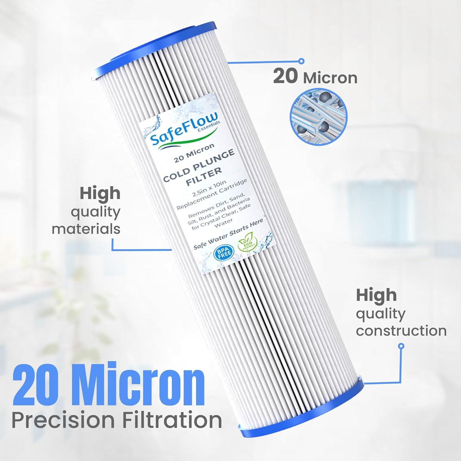 10in Ice Bath Chiller Filters 20 Micron 10″ x 2.5″ Water Filter Replacement C…