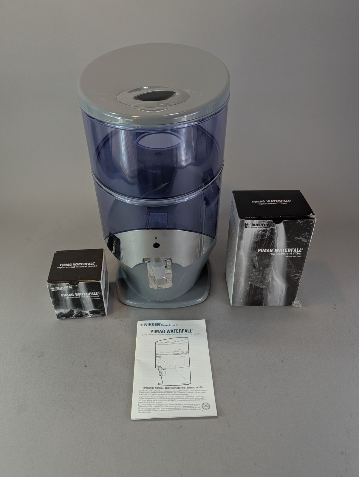 Nikken PiMag Waterfall Gravity Water Filter System – NEW FILTER NEW STONES