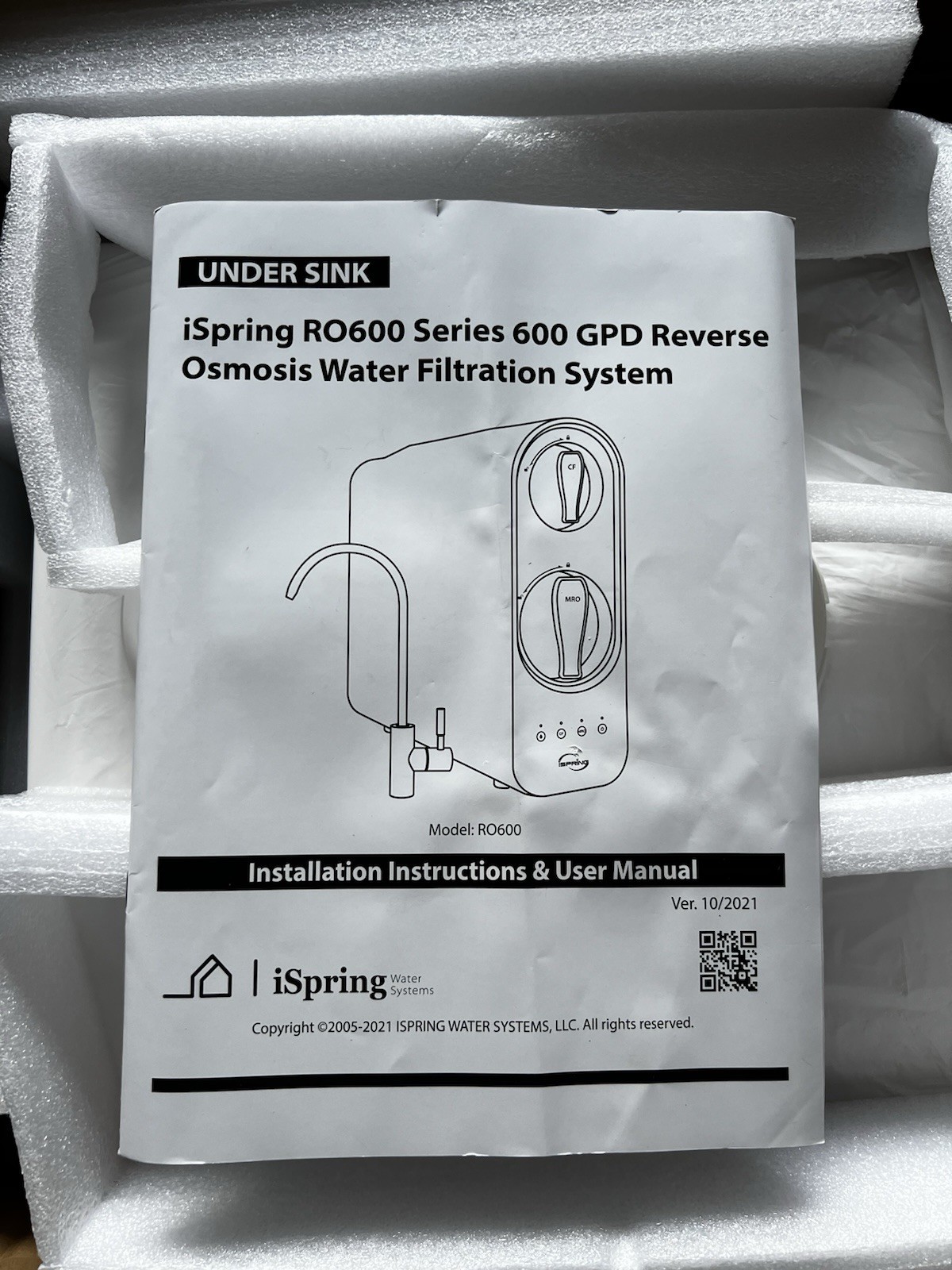 iSpring RO600 Tankless RO Reverse Osmosis Filtration System, 600 GPD UNIT ONLY