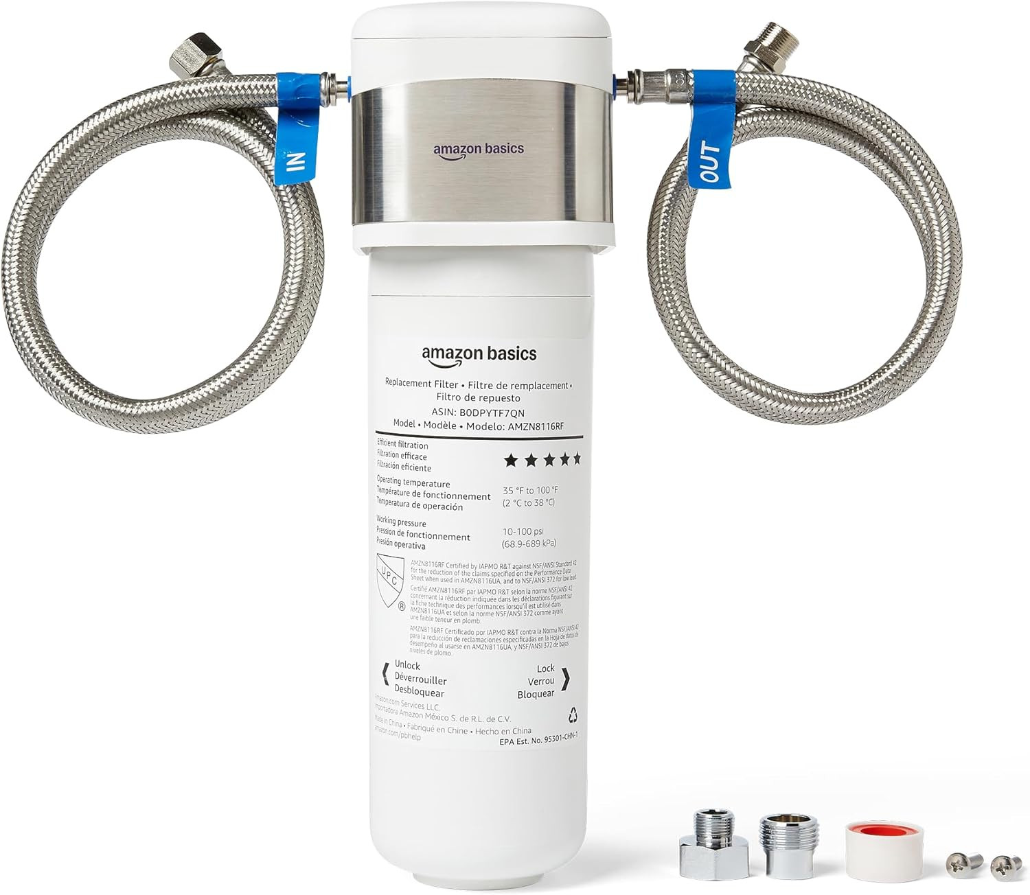 under Sink Water Filter System, NSF/ANSI 42 & 372 Certified, Easy Twist-And-Lock