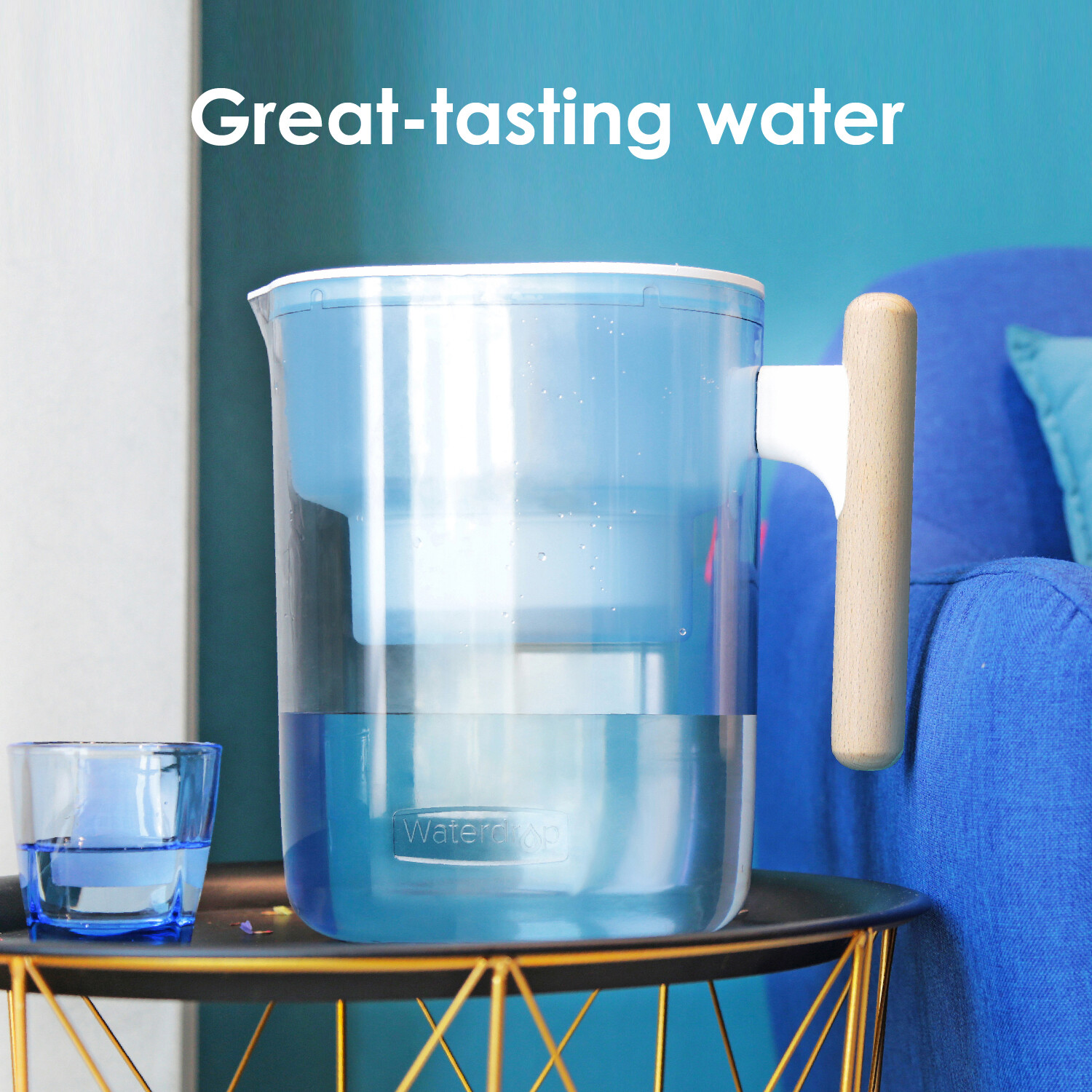 Water Filter Pitcher with 1 Filter , BPA Free, 10-Cup Blue/White