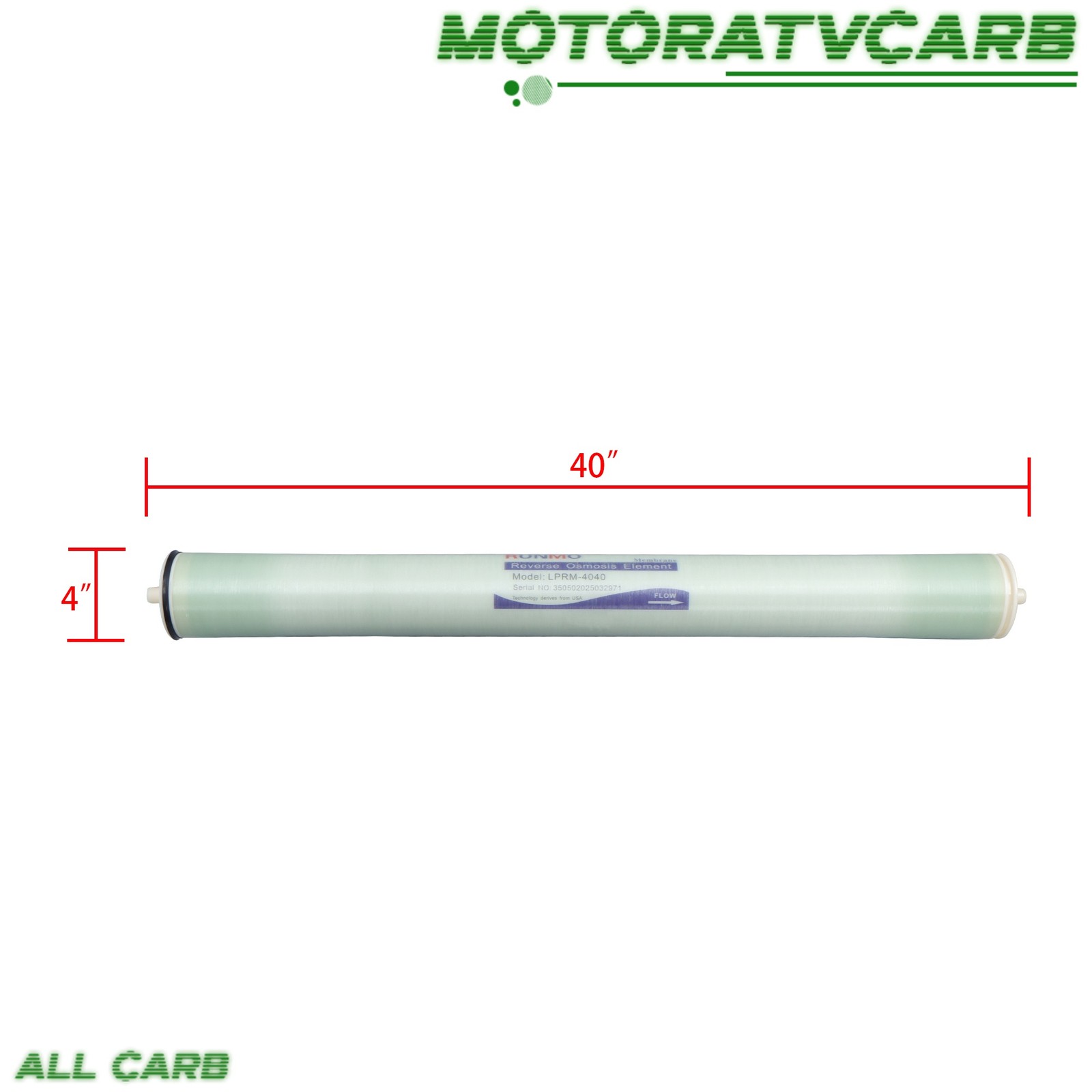 ALL-CARB BW-4040 Reverse Osmosis Membrane 4inx40in 2400 GPD w/AG4040FF AG4040TF