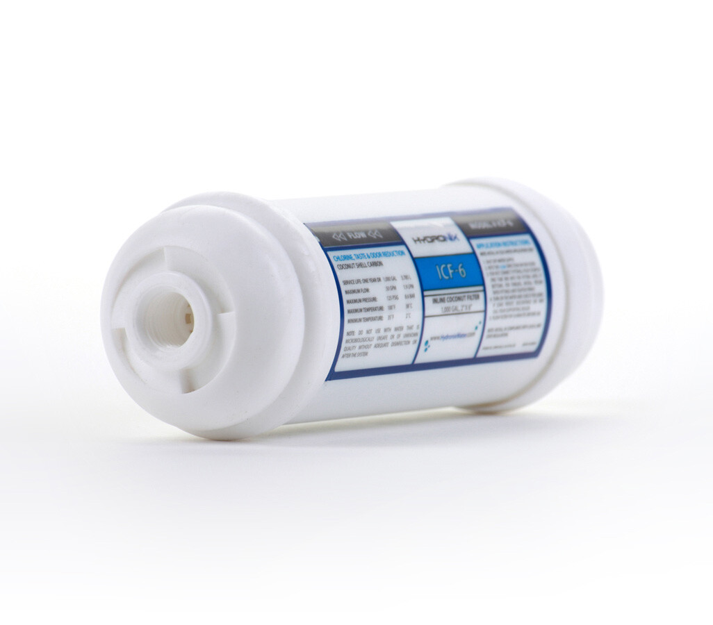 Inline RO Post Fridge Ice Coconut GAC Water Filter 6″, 1000 Gal, 1/4″ NPT Ports
