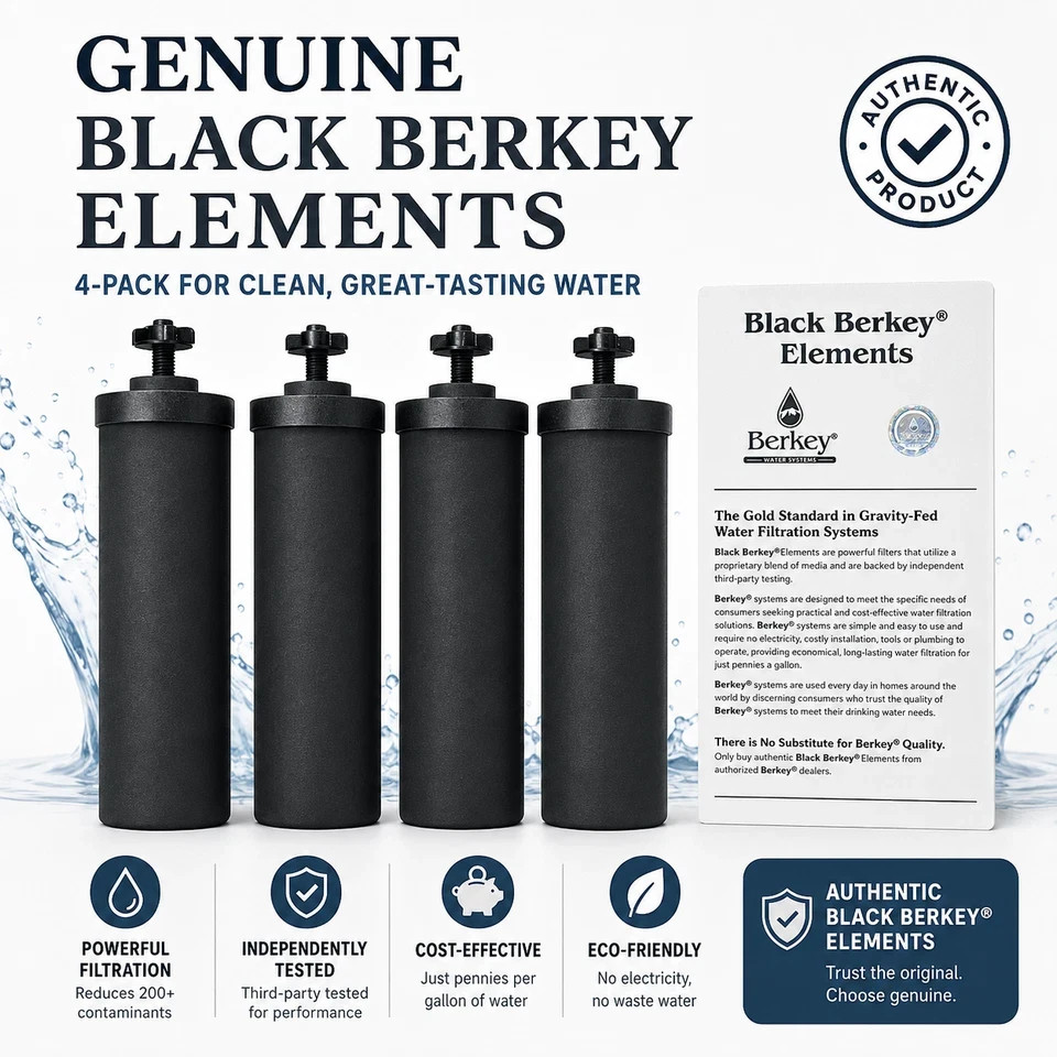 Berkey Authentic Black BB9-2 Water replacement Filters For Berkey 4 PACK
