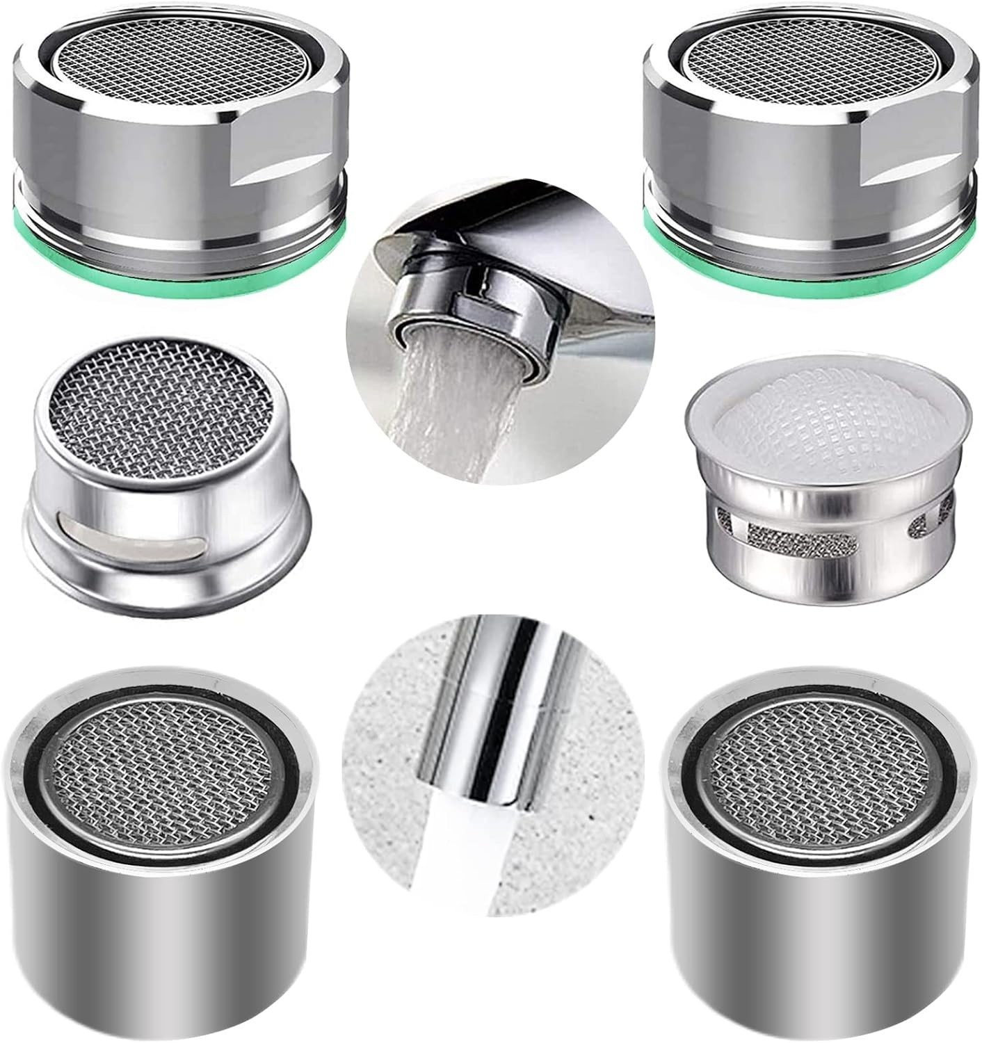 4pcs Faucet Aerators, 2pcs Aerator Filter Replacement Parts, with Brass Housi…