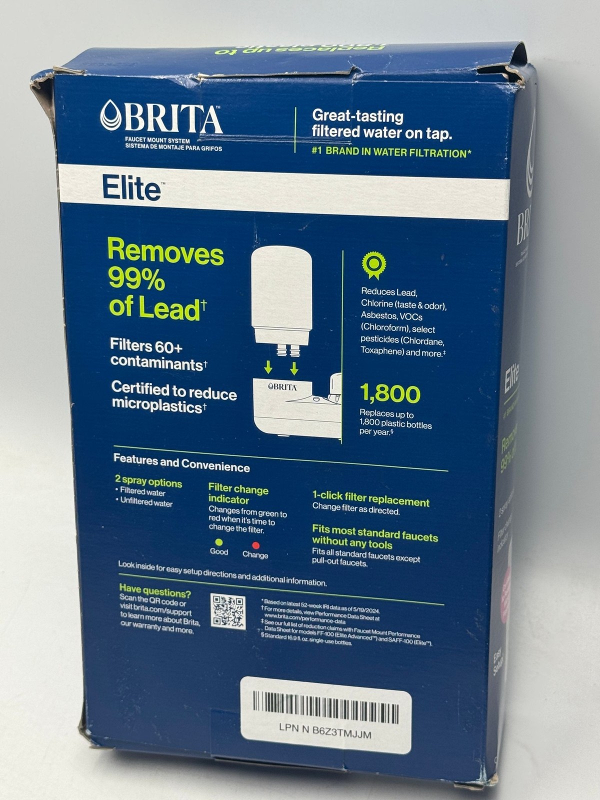 Brita Faucet Mount System Elite Value Pack 2 Filters Chrome Removes 99% Lead