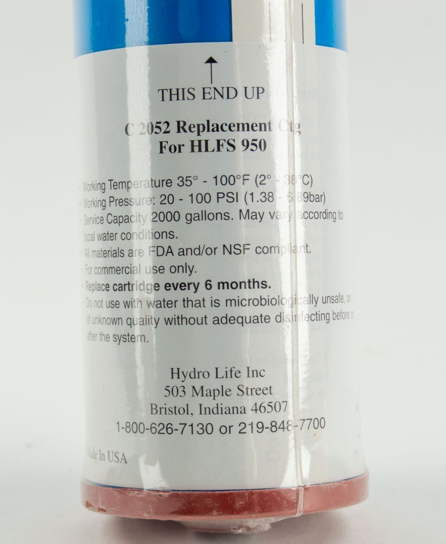 Hydro Life C-2052 HLFS 950 Triple Water Processor Filter Cartridge 6 Months
