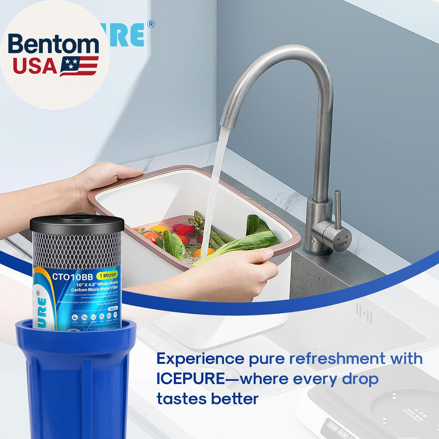 10″X4.5″,1 Microns Whole House Sediment Activated Carbon Water Filter Compatible