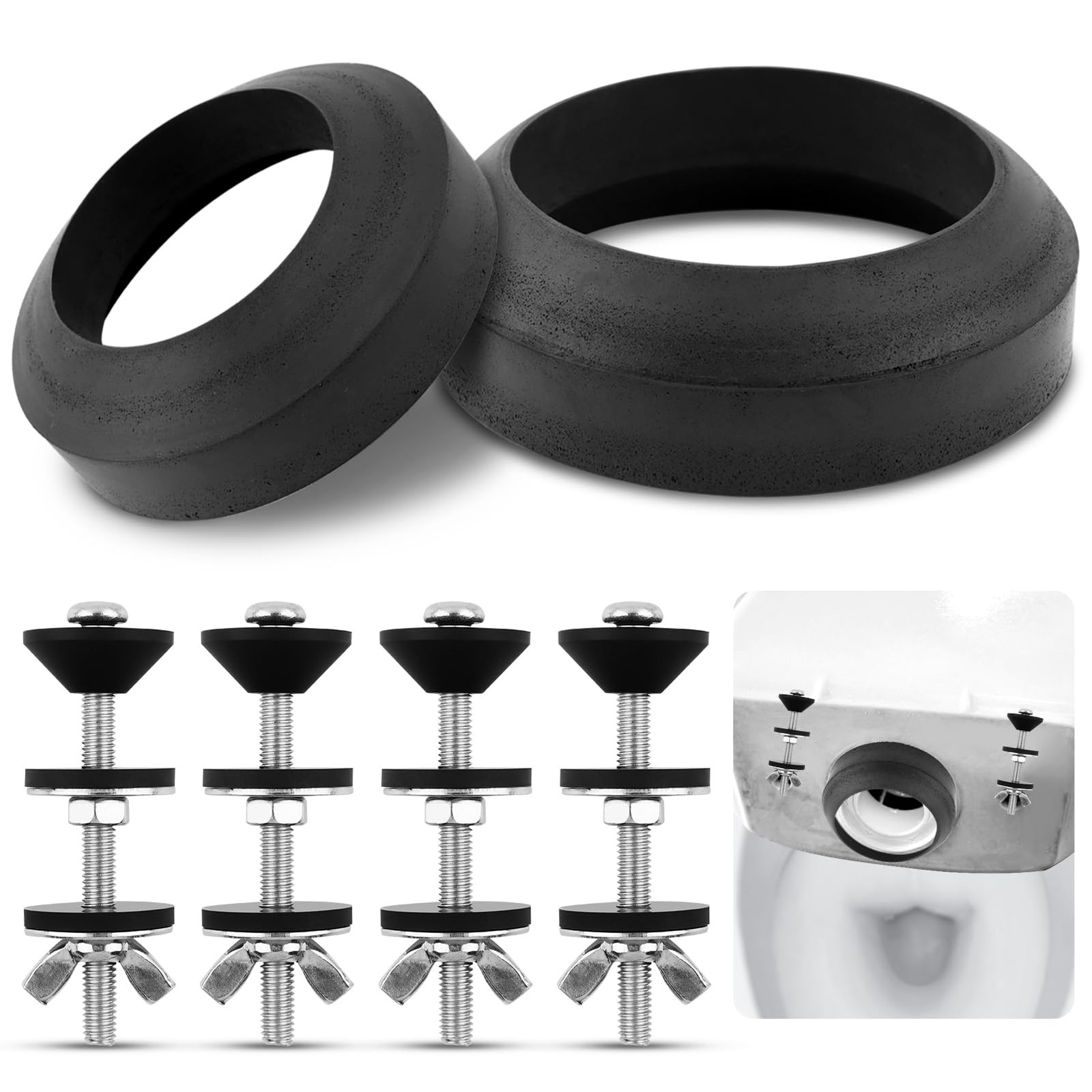 4 PCS Universal Toilet Tank To Bowl Gasket Bolts 5/16×3.15 Inch Flush Valve
