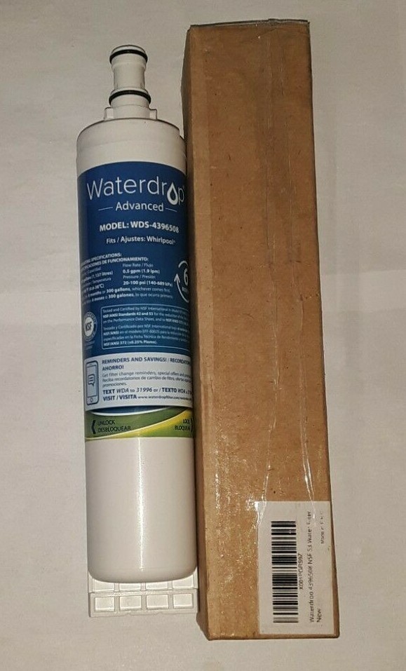 WATERDROP WDS-4396508 6 MONTH 300gal WATER REFRIGERATOR FILTER FOR WHIRLPOOL nib