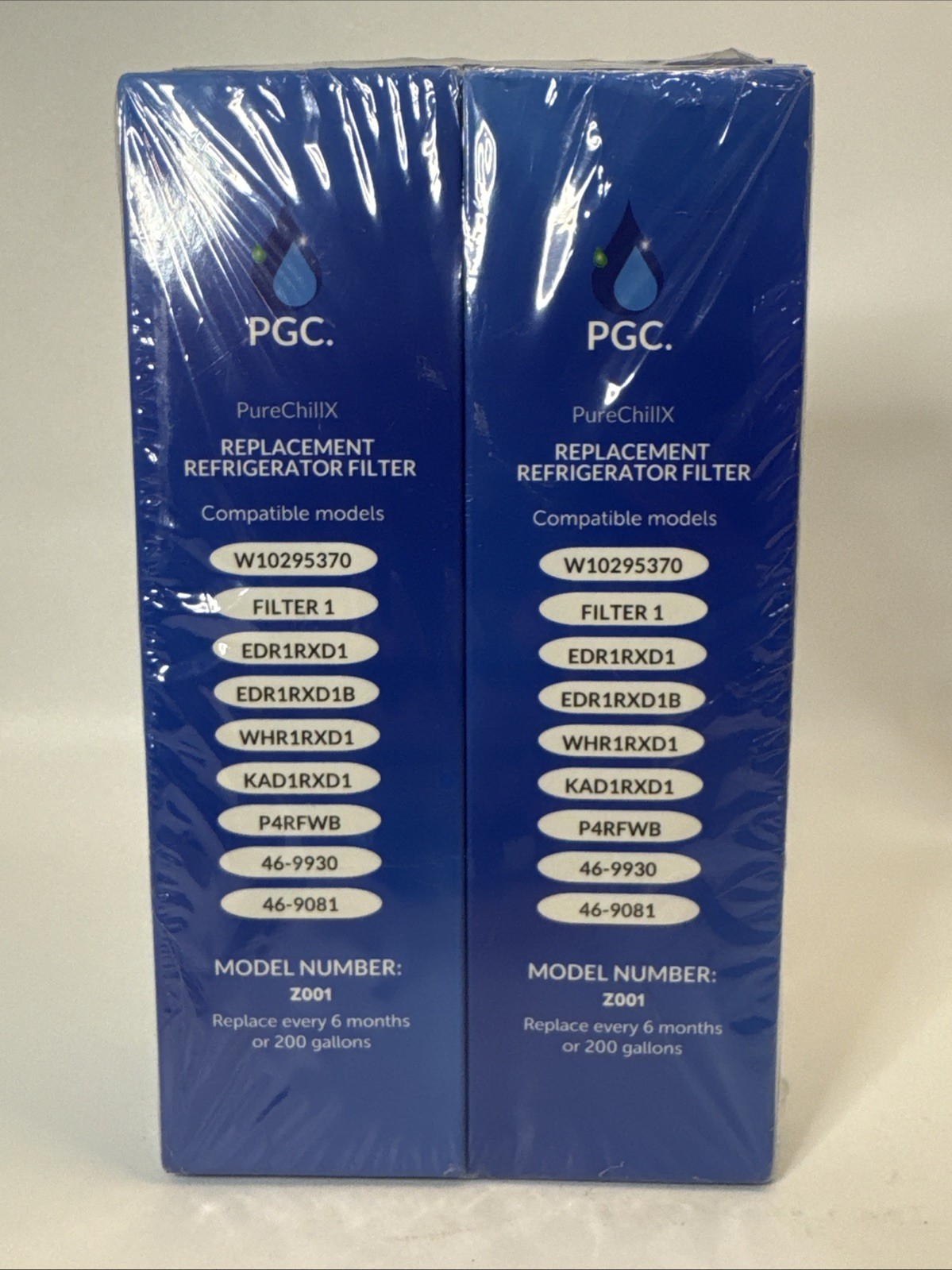2 Pck Fridge Filter -,W10295370A – EDR1RXD1 – WHR1RXD1 – PGC MODEL Z001