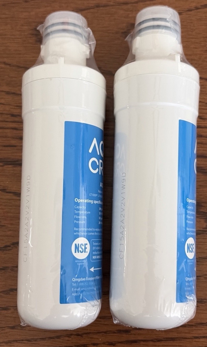 2 Aqua Crest AQF-FF46 Water Filter for LG LT1000P LT1000PC LT1000PCS MDJ64844601