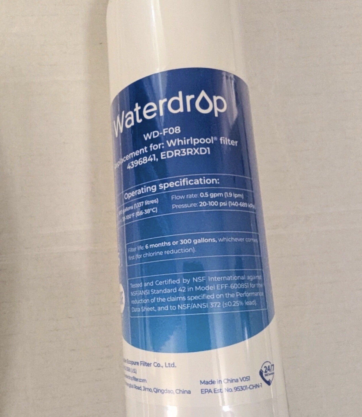 New Sealed 3 Waterdrop WD-F08 Replacement Filters 4396841, EDR3RXD1