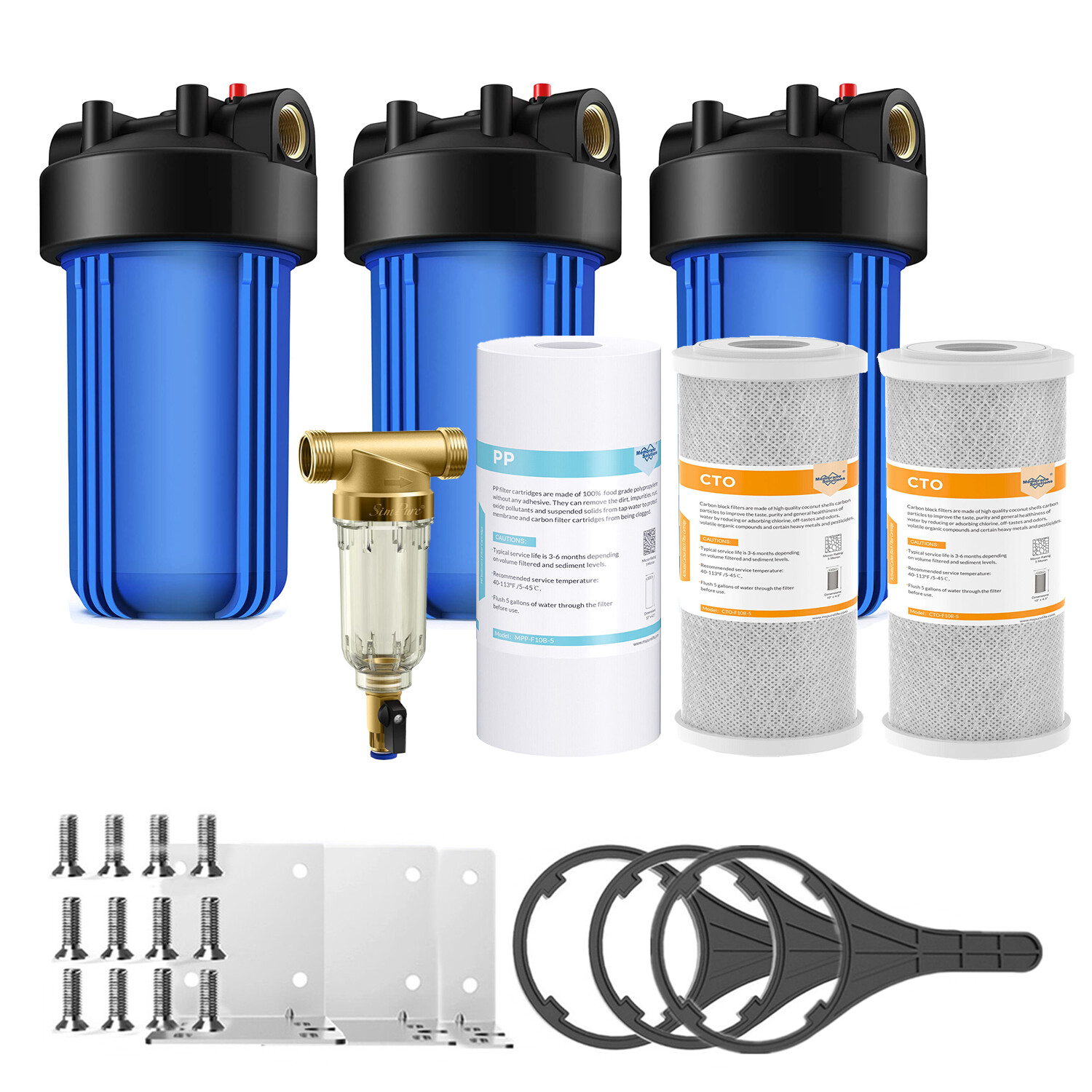 10 Inch Big Blue 10″ x 4.5″ Whole House Water Filter Housing Filtration System
