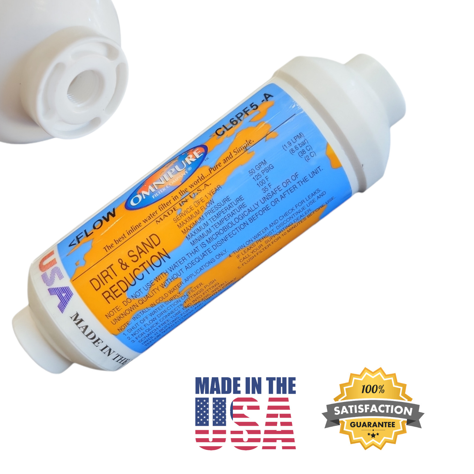 Omnipure CL6PF5-A Dirt & Sand Reduction 6″ x 2″ for 1/8″ NPT (3 PACK)