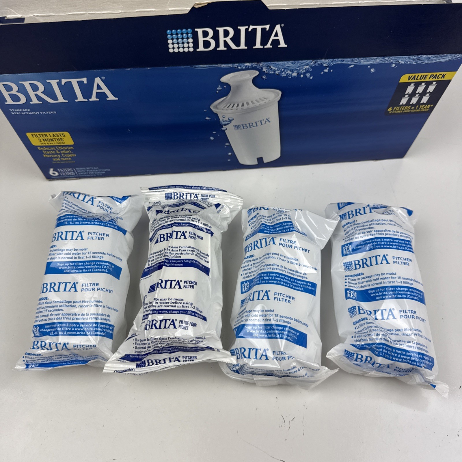 Brita 0B03 Standard Water Pitcher Filters 4 Pack – New