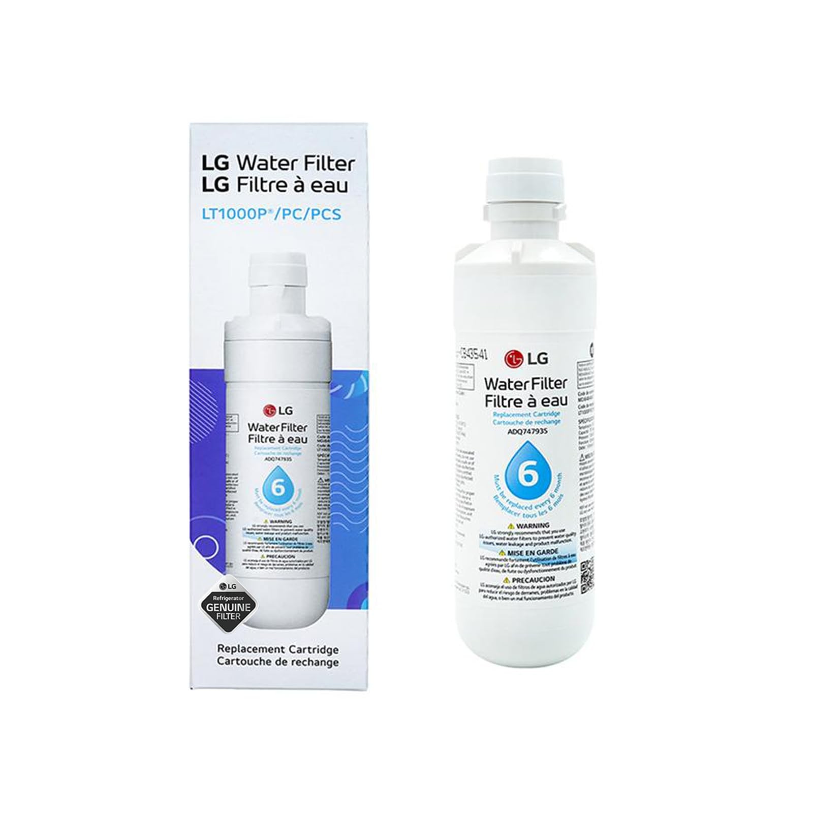 Filter Water 200 Gallon 6 Month LG LT1000P AGF80300705 Refrigerator NSF401 NSF42