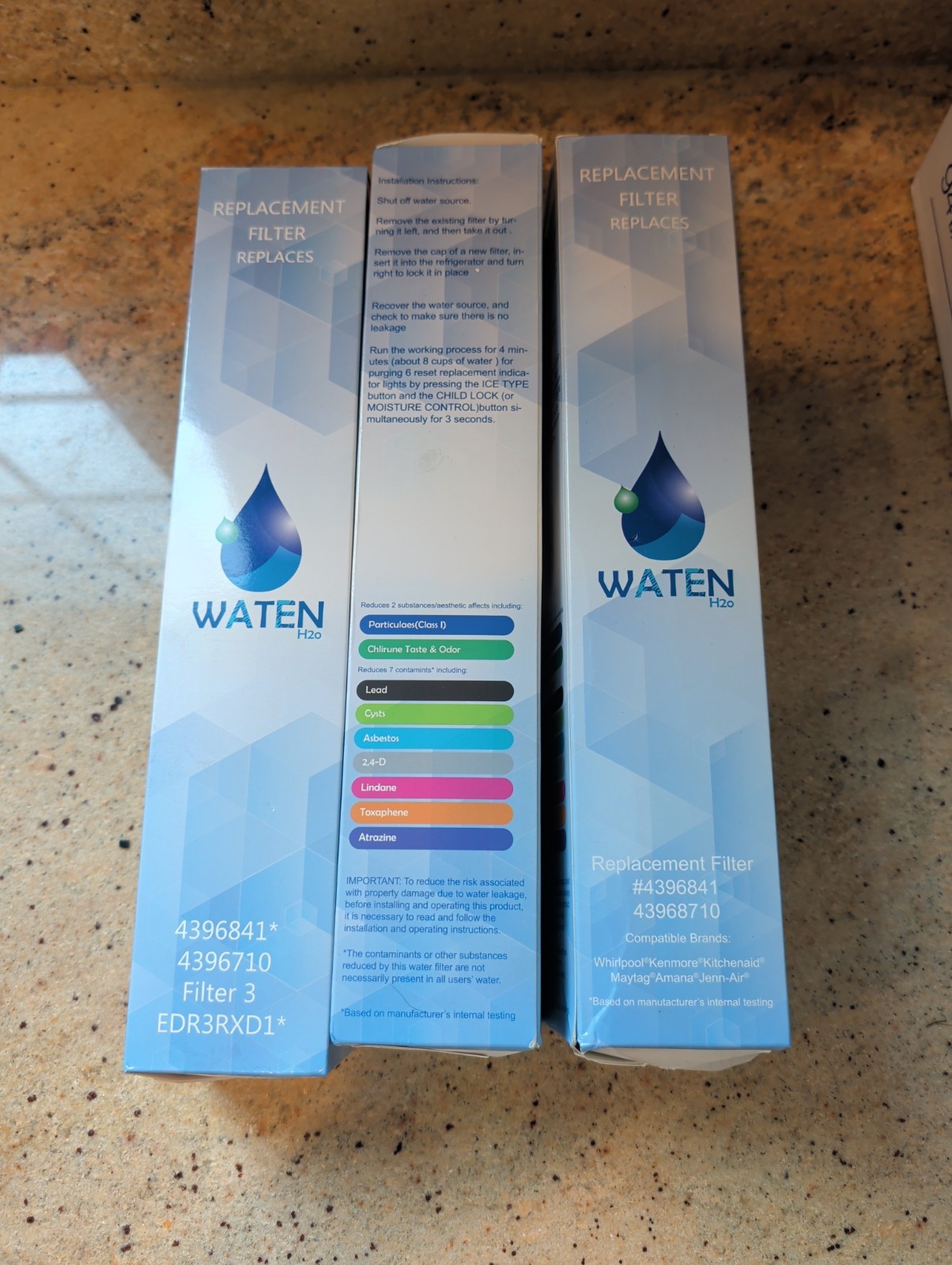 Lot of 3 WATEN H20 Water Replacement Filters #4396841*, #4396710, EDR3RXD1*