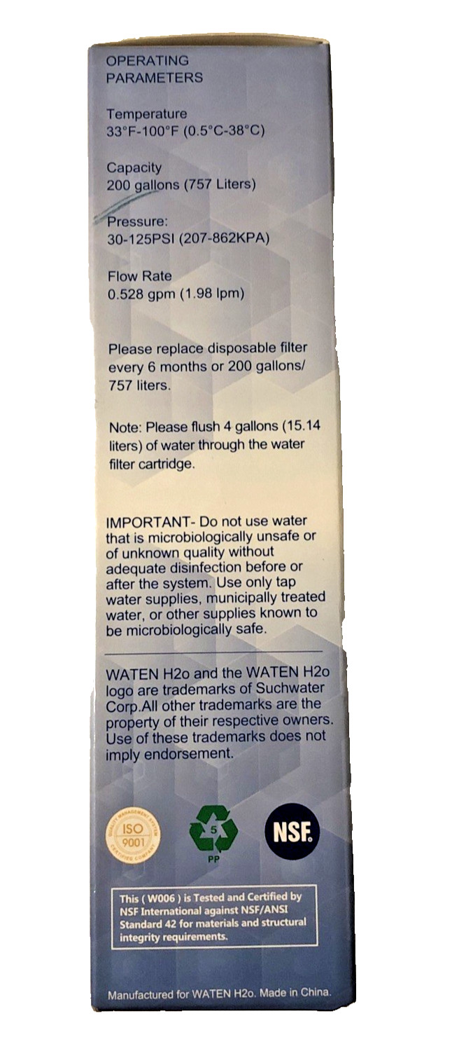 Waten H20 Water Replacement Filter WF3CB For Frigidaire & Kenmore Lot of 2