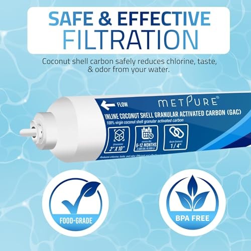 In line Water Filter» x 10″ Coconut Shell Post 1/4″ OD Quick Connect 2 Pack 2
