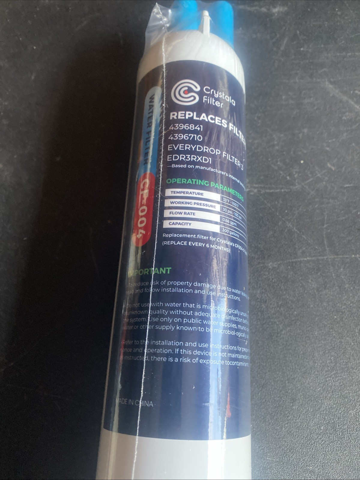 Crystala Filter Cf-004, New Sealed Replacement For 4396841, 4396710, edr3rxd1