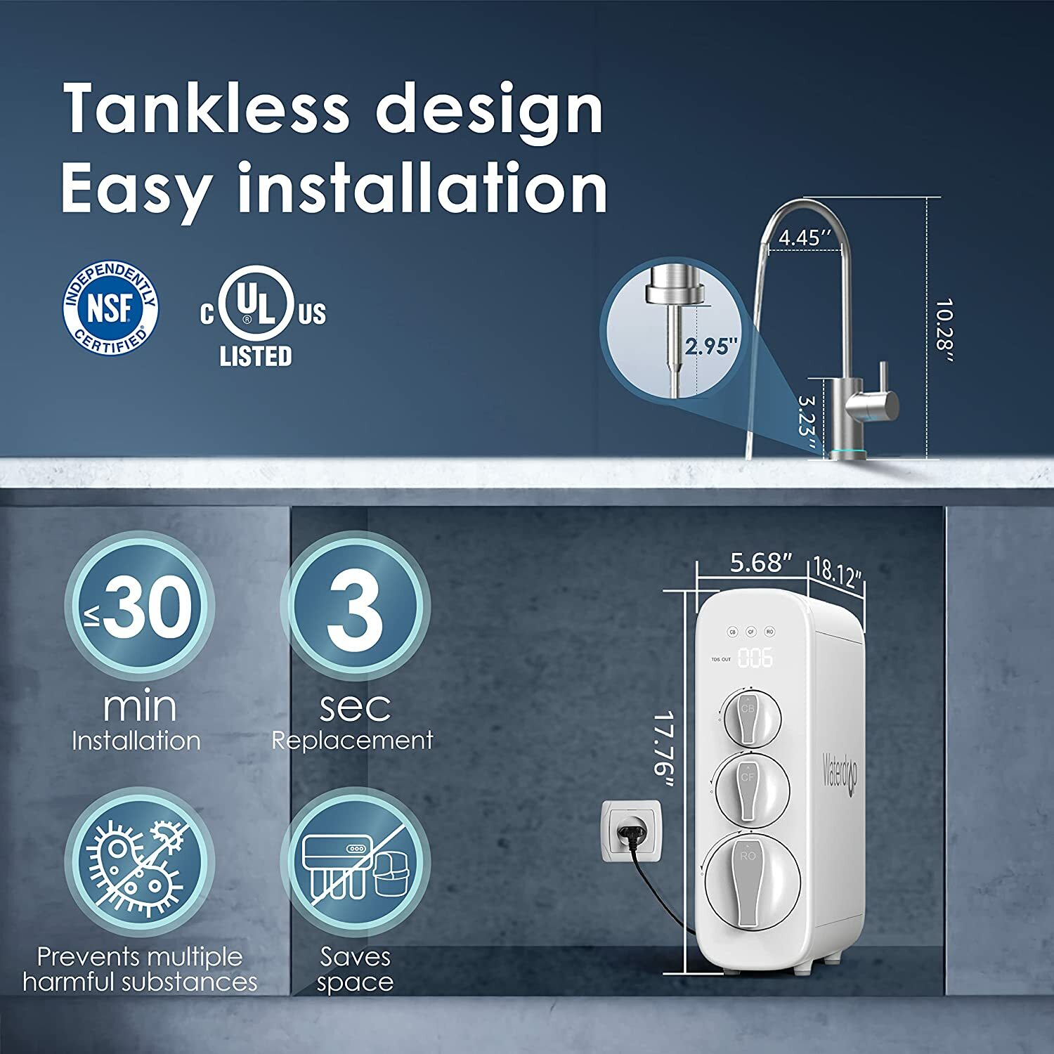 Waterdrop RO Reverse Osmosis Water Filtration System, NSF Certified